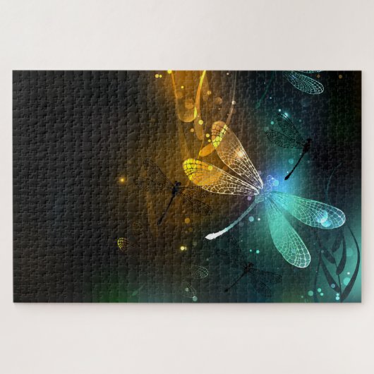 Puzzle Vol de libellule verte lumineuse (Horizontal)