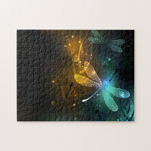 Puzzle Vol de libellule verte lumineuse (Horizontal)