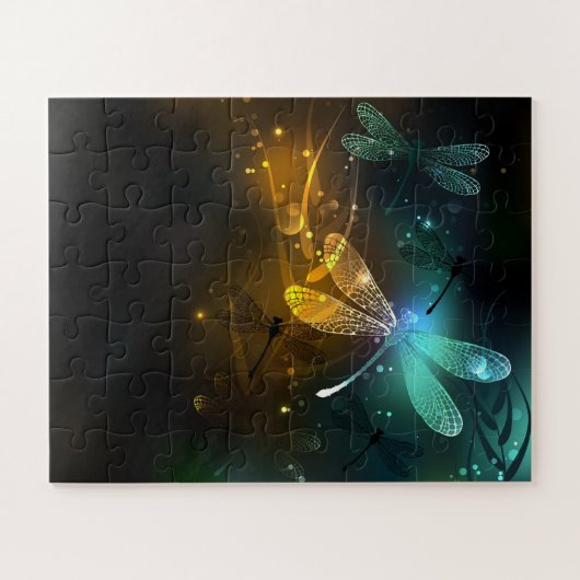 Puzzle Vol de libellule verte lumineuse (Horizontal)