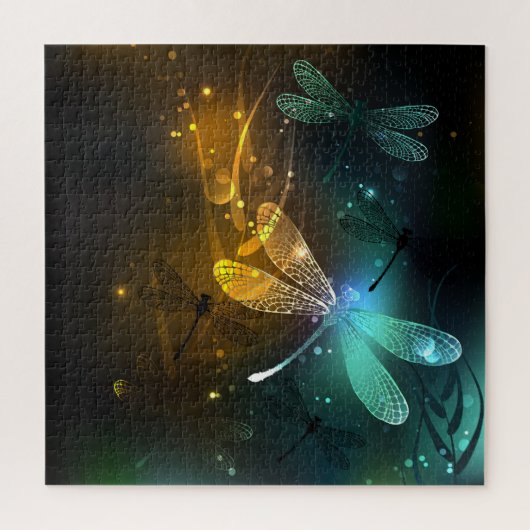 Puzzle Vol de libellule verte lumineuse (Vertical)