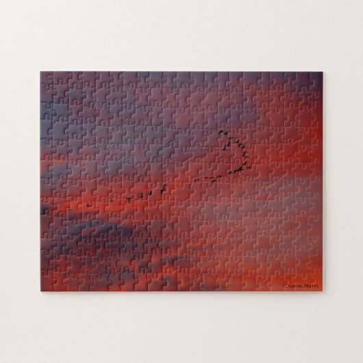 Puzzle Voler dans le coucher du soleil (Horizontal)