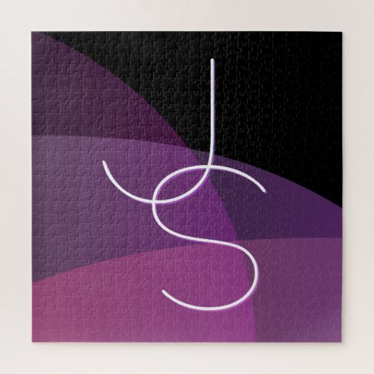 Puzzle Vos initiales qui se chevauchent | Moderne violet (Vertical)