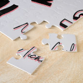 Puzzle Votre nom motif monogramme rose couleur ombre (Côté)