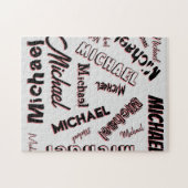 Puzzle Votre nom motif monogramme rose couleur ombre (Horizontal)