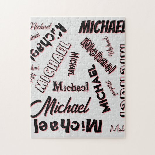 Puzzle Votre nom motif monogramme rose couleur ombre (Vertical)