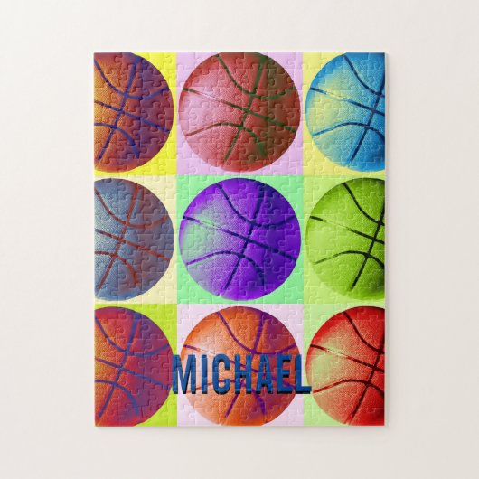 Puzzle Votre nom personnalisable Basketball Artwork Pop A (Vertical)