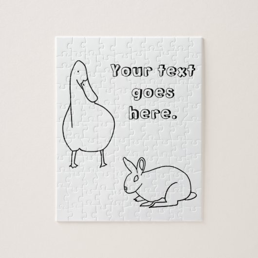 Puzzle Votre texte, Duck and Bunny Rabbit dessiner des én (Vertical)