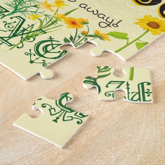 Puzzle Vous êtes mon soleil en jaune avec des coeurs (Côté)