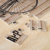 Puzzle Vous plus la bicyclette égale le beige en bois (Côté)