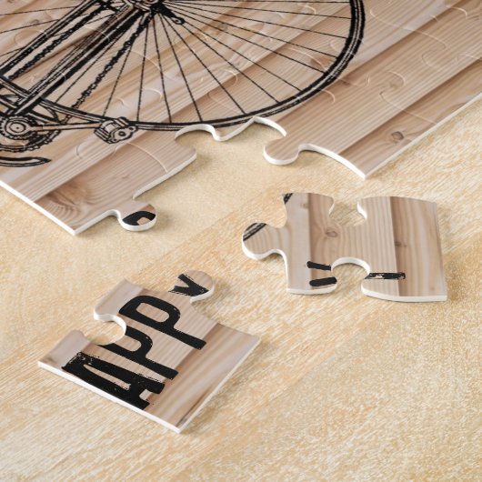 Puzzle Vous plus la bicyclette égale le beige en bois (Côté)