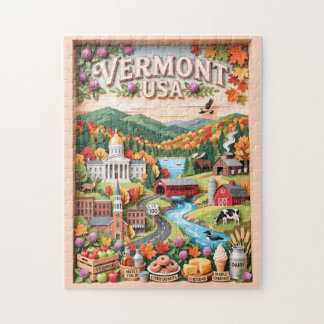 Puzzle Voyage d'automne dans le Vermont, monuments nature