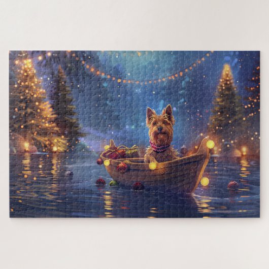 Puzzle Voyage de fête de Noël du Terrier Australien (Horizontal)