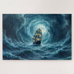 Puzzle Voyage de navire de tempête océanique
