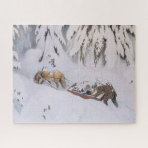 Puzzle Voyage de Noël à travers la neige (par Kittelsen)