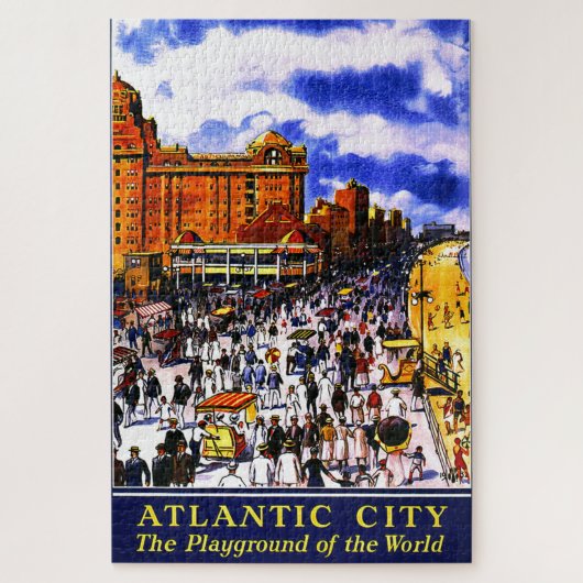 Puzzle Voyage en train de vintage Atlantic City (Vertical)