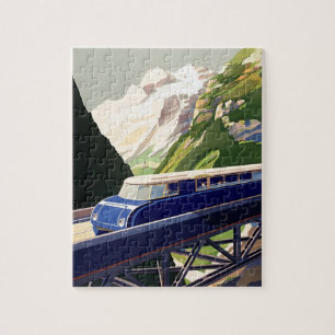 Puzzle Voyage ferroviaire en Europe vintage