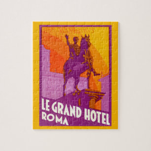 Puzzle Voyage Vintage, Statue Le Grand Hotel Roma, Italie