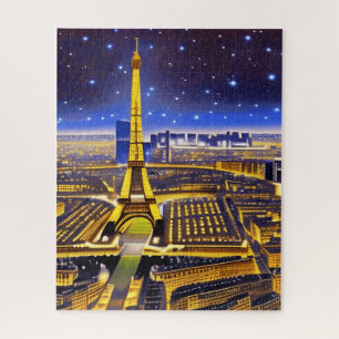 Puzzle Vue aérienne d'Imaginaire de Paris sous les étoile