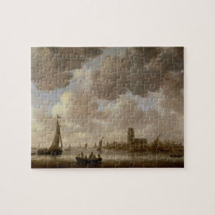 Puzzle Vue de Dordrecht en aval du Grote Kerk,