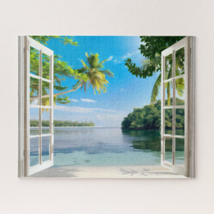 Puzzle Vue de fenêtre de la plage ensoleillée