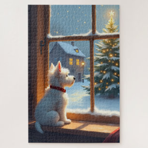Puzzle Vue de Noël matinée West Highland White Terrier