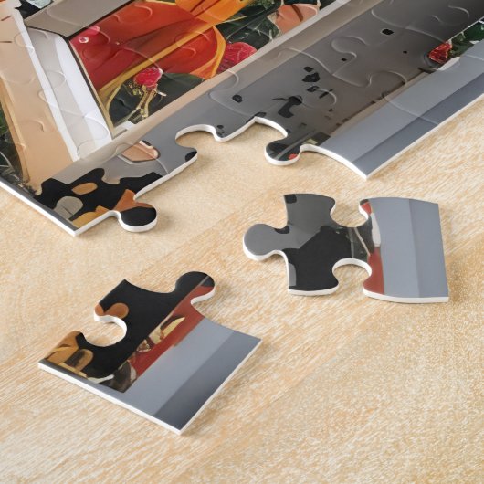 Puzzle Vue du coucher de soleil sur la fenêtre océan (Côté)