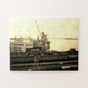 Puzzle Vue générale du port d'Alger en Algérie vintage
