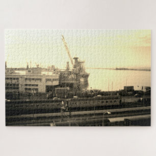 Puzzle Vue générale du port d'Alger en Algérie vintage