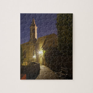 Puzzle Vue nocturne de l'église au crépuscule, Pienza, It