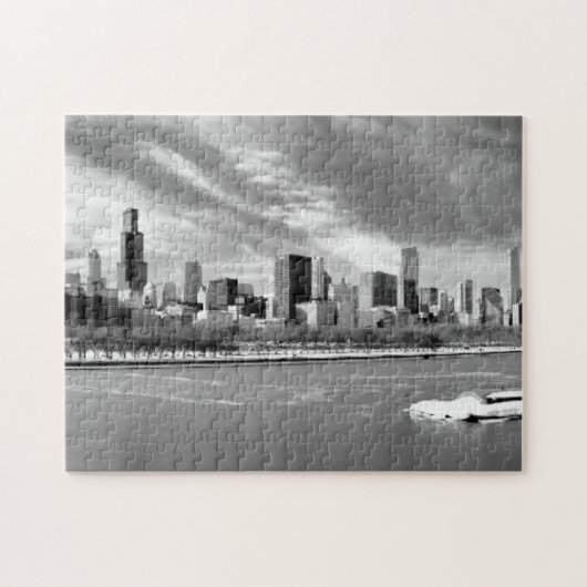 Puzzle Vue panoramique d'horizon de Chicago en hiver (Horizontal)