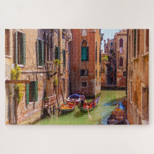 Puzzle Vue pittoresque du canal avec gondole, Venise, Ita