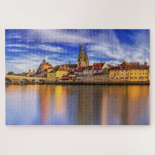 Puzzle Vue pittoresque du fleuve Regensburg