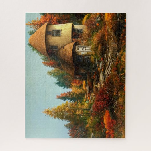 Puzzle Vue pittoresque d'un chalet médiéval dans la forêt (Vertical)