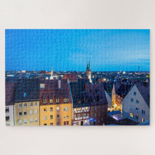 Puzzle Vue sur la vieille ville de Nuremberg la nuit