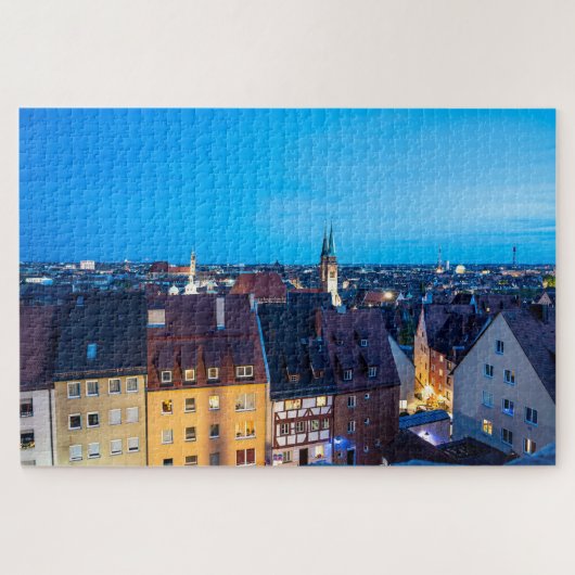 Puzzle Vue sur la vieille ville de Nuremberg la nuit (Horizontal)