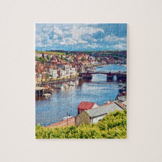 Puzzle Vue sur la ville et le port de Whitby (Vertical)