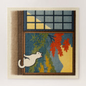 Puzzle Wa – Quiet Window with White Cat (Horizontal)
