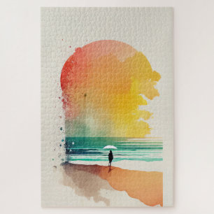 Puzzle Walking into the Waves Abstract Beach Art 