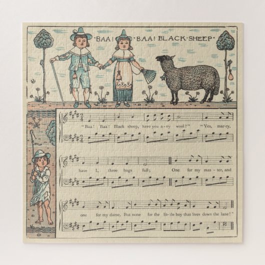 Puzzle Walter Crane Baa Baa Mouton Noir Comptine (Vertical)