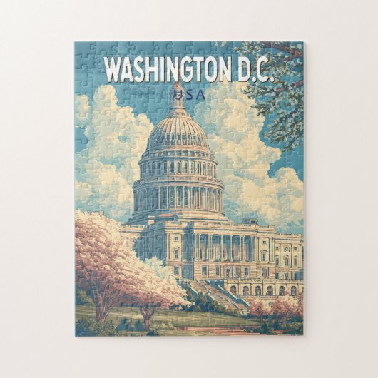 Puzzle Washington DC Capitale Voyage Art Rétro (Vertical)