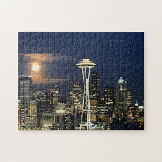 Puzzle Washington, Seattle, Skyline la nuit à partir de K (Horizontal)