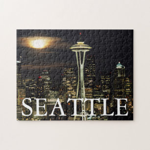 Puzzle Washington, Seattle, Skyline la nuit depuis Kerry