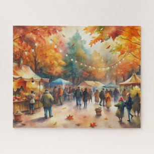 Puzzle Watercolor Autumn Market Festival, Automne animé