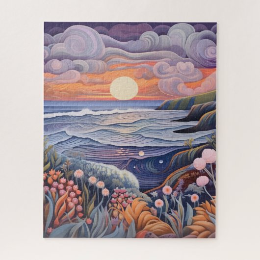 Puzzle Watercolor Beach Scene (Vertical)