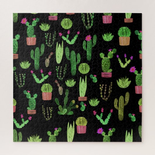 Puzzle Watercolor Cactuses Plante Arrière - plan sans cou (Vertical)