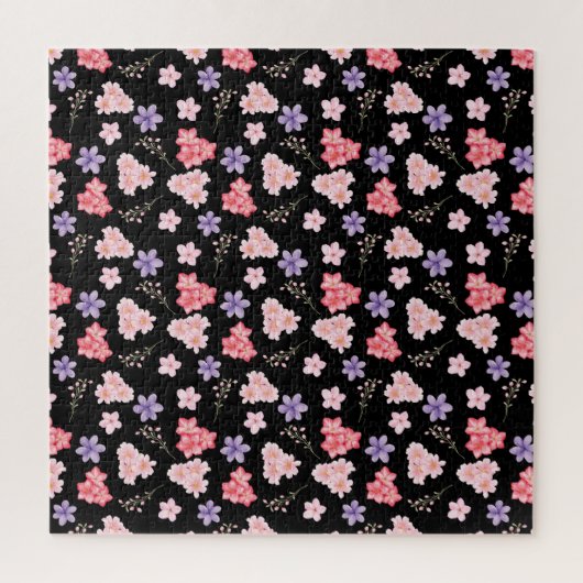 Puzzle Watercolor Floral Pattern  (Vertical)