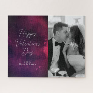 Puzzle Watercolor Hearts Photo Valentine