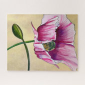 Puzzle Watercolor pink poppy art flower (Horizontal)
