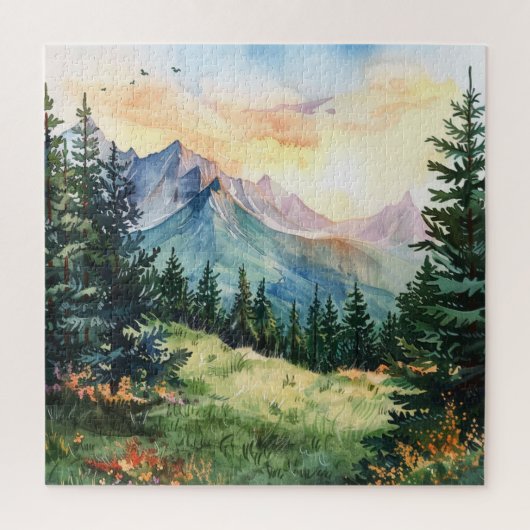 Puzzle Watercolor Summer Mountain (Vertical)