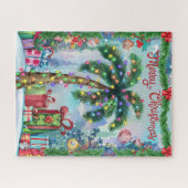 Puzzle Watercolor Tropical Palm Tree Christmas (Horizontal)